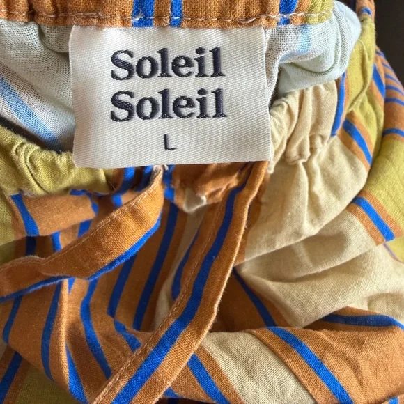 Soleil Soleil Women’s Linen Cotton Blend Striped Boho Vibrant Wide-Leg Pants L - Picture 3 of 4